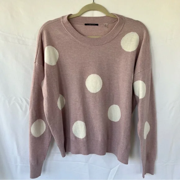 T TAHARI Long Sleeve Crewneck Pullover Sweater in Blush/Ivory Women's Sz Medium - Picture 1 of 6